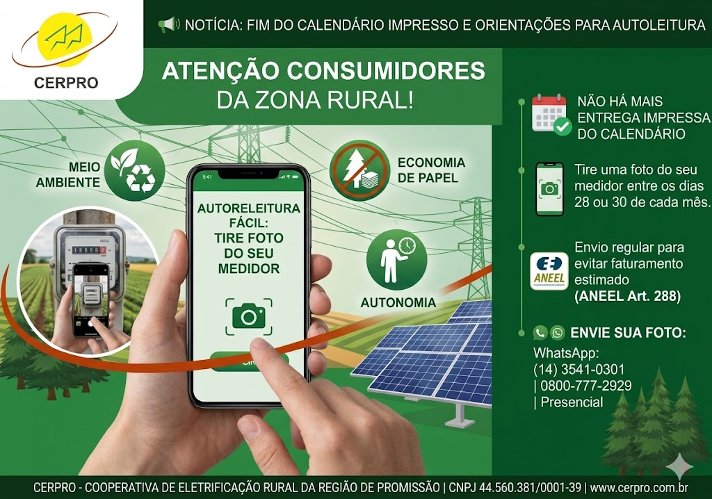 Comunicado Importante: Fim do calendário impresso e orientações para Autoleitura na Zona Rural
